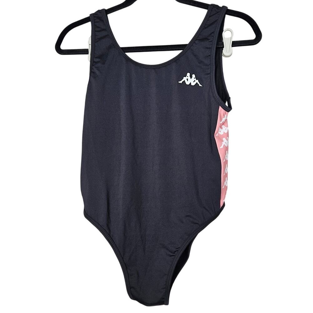 NEW Kappa M Black One Piece Swimsuit Logo Pink Pool Active Beach